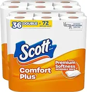 Scott ComfortPlus Toilet Paper, 36 Double Rolls, 231 Sheets per Roll, Septic-Safe, 1-Ply Toilet Tissue