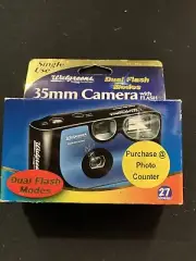VINTAGE WALGREENS 35mm SINGLE USE CAMERA DUAL FLASH 400 SPEED 27 EXPOSURES