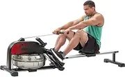Water Rowing Machine with LCD Monitor, Foldable Rower Fitness Equipment, 220 Lb Weight Capacity Portable