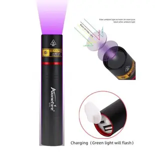 紫光LED多功能照明熒光劑檢測手電筒 365NM/395NM UV紫外線照射燈