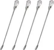 Pastlla 4pcs Stainless Steel Wax Stirrer Mixing Spoons Seal Wax Stirring Sticks Spoons Wax Stir Rods, Crystal Shape - Pink