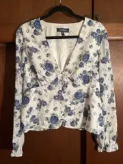 ModCloth Rodeo Rose Western Button Front Blouse Xl NWT Horseshoes Horses