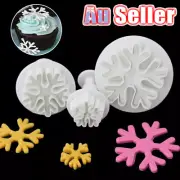 3X Snowflake Mould Sugar Craft Fondant Cake Decor Cutter Plunger DIY Cookie Mold