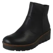 Ladies Rieker 'X9165' Warm Lined Synthetic Wedge Heel Ankle Boots