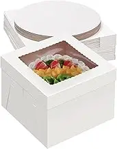 Packpal - 20 pack 12 inch cake boxes with cake boards (10 boxes and 10 boards), 12 x 12 x 8 inch white bakery boxes with window for chocolates, boxes, cakes,