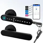 Smart Lock,CATCHFACE Fingerprint Door Lock Keyless Entry Door Lock Fingerprint Door Handle Biometric Door Lock with Fingerprint/TTlock App/Code/Key WiFi Door Lock for Front Door Home Airbnb(Black)