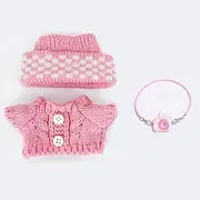 Tznzxm Fashion Clothes 3-Piece Set Sweater +Lovely Hat + Mini Camera Outfit Accessories Compatible with LABUBU The Monsters Have a Seat / Exciting Macaron / Big into Energy Series (No Doll) Pink
