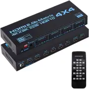 HDMI Matrix Switch 4x4, 4 In 4 Out 4K with EDID Extractor IR Remote Control A