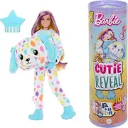 Barbie Cutie Reveal Doll & Accessories with Rainbow Dalmatian Plush Costume & 10 Surprises Including Color Change, Color Dream Series