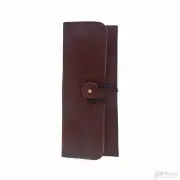 Eiffel Tower Faux Suede Pen Pouch, Dark Brown