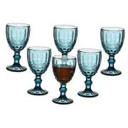 Vintage Wine Glasses Set of 6, 10 Ounces Colored Glass Water Goblets, Unique