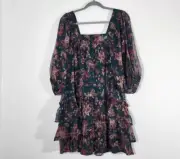 Band of the Free Green and Oxblood Paisley Boho Tiered Mini Dress NWT Size Small