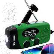 Newest 5000mAh Solar Hand Crank Weather Radio, Multi-Function Portable Emergency FM AM NOAA Radio with SOS Alarm,LED Flashlight and Earphone Jack, USB-C Cable, Cellphone Charger for Camping