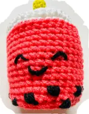 Pnk Boba Thai tea cup Drink Crochet Doll PLUSH STuffed Amigurumi handmade figure