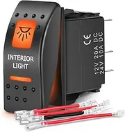 Nilight UTV Interior Light Rocker Switch On Off 5 PIN SPST LED Bar Toggle Switches w/Orange Backlit 12V 24V Compatible for Polaris RZR Can-Am ATVs UTVs Cars Trucks RVs