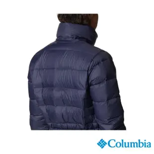 【Columbia 哥倫比亞 官方旗艦】女款- 金鋁點極暖600羽絨長版外套-深藍(UWR51090NY / 羽絨.防水.發熱)