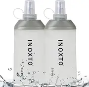 INOXTO Soft Flask,Collapsible Soft Water Bottles for Hydration Vests and Running Packs, Soft Flask Running Bottles for Hiking Cycling(250/500 ml) (2 PCS Small), GRAY