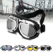 Retro Motorcycle Goggles Vintage Aviator Pilot Helmet Eyewear Flying Glasses