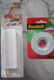 TWO ITEMS:HELPING HANDS ADHESIVE MOUNTING STRIPS AND SCOTCH MOUNTING TAPE