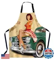 Xuwenz Vintage Car and Chefs Apron, Cooking and Baking Apron for Men and Wome