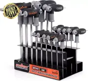 18-Piece T-Handle Hex Key Set Metric/SAE Ball End (1.5mm-10mm, 1/16"-3/8")