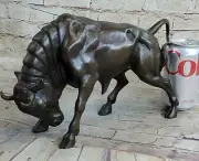 Bronze Abstract Bronze Bull Horns Statue Figurine Sculpture Stock Broker Gift