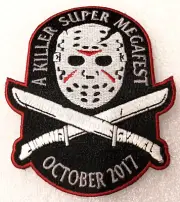 Super Fall MegaFest 2017 Horror Hockey Mask Jason Iron-On 4" Exclusive Patch New