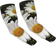 [FHEDVBN] Daisy Flower Arm Sleeves Compression Arm Covers for Men Women Outdoor Sun Sleeves Cooling Sports Sleeve, Black