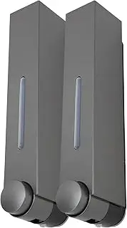 Gugxiom Wall Mounted Dispenser, No Punch Large Capacity Shower Gel Dispenser, Gray Back Mounted Shampoo Conditioner Separator for Bathroom and Other Multi-site Occasions. (2