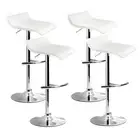 Set of 4 PU Leather Wave Style Bar Stools - White
