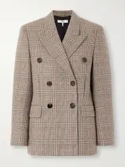 [Chloé] Chloé - Double-breasted Checked Wool-blend Blazer - Light brown - FR 38 FR 38 Brown