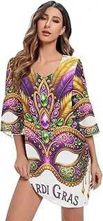 [RPLIFE] Beautiful Mardi Gras Mask Short Chiffon Dress Printed Chiffon Line Maternity Dress