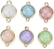 [KALLORY] Pendant Accessories Octagon Beads Bracelet Connector Charm Birthstone Beads Rhinestones Teardrop Jewelry Pendant Connector Necklace Connector Jewelry Making Connectors White