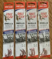 4 Packs Eagle Claw Red Baitholder Snells Size 2