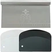 Midgreyeye 3 Dough Card Set, Large Stainless Steel Dough Cutter with Measuring Scale, Plastic Dough Scraper, Dough Card, Dough Spatula, Scraper Kitchen for Cake, Cake, Pizza, Dough (22 x 12 cm)