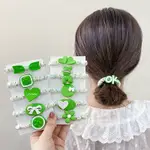 綠色5件套小腸髮圈韓國級感兒童髮飾發繩女生紮頭發橡皮筋頭繩