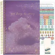 bloom daily planners 2025 Calendar Year Day 5.5 x 8.25, Purple & stickers