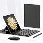 Jarttarn Compatible with Honor Magic V2 Keyboard with Bluetooth Mouse and Capacitive Pen Bluetooth Keyboard Wirelessly Connects with Leather Holster for Honor Magic V2 (Black)