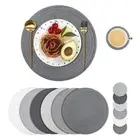 Woven Rope Round Placemats Set of 6, 13inch Cotton Braided Placemats and 5.2i...