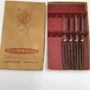 Regent Sheffield Steak Knives Set Of 4 Stainless Blades Bakelite Handles Vintage