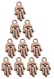 Lot of 10 Lucky HAMSA Copper Tone Evil Eye Charm Kabbalah Amulet Pendant