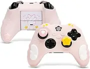 GeekShare Controller Skin Grips Set for Xbox Silicone Protective Cover Skin Case Compatible with Xbox Series X Controller with 2 Thumb Grip Caps and 2 Stickers - Star Wings Series - Pink