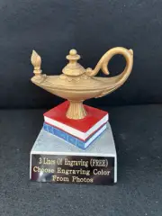 4” Color Tek Lamp Of Knowledge Resin Trophy