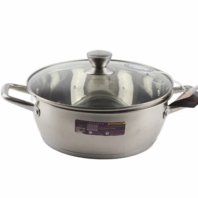 David Burke Regency 5.9 Quart Chef's Pan Casserole Pot with Lid Stainless Steel