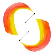 1 Pair Dance Silk Veil Poi with Throw Ball 79" x 32", Yellow Orange Red