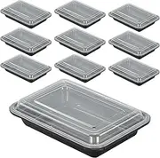 10 PCS Meal Prep Containers, Reusable Plastic Food Storage Containers with Lids, BPA Free, Microwave Safe, Disposable Containers for Bento Box, Single Compartment Food Storage Trays for Lunch (750ML)