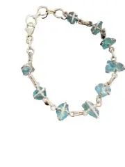 Apatite Rough Bracelet, Sterling Silver, 8 Inches Long, New