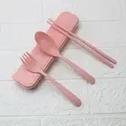 Wheat Straw Cutlery Three-piece Portable Cutlery Set Pink