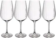 [Mikasa] Treviso Crystal Red Wine Glasses, 600ml, Set of 4 Lead-Free, Clear Fine Glasses with Rippled Effect for Celebrations