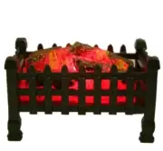 Dolls House Glowing Log Fire Basket Light up Miniature Fireplace Accessory 12V